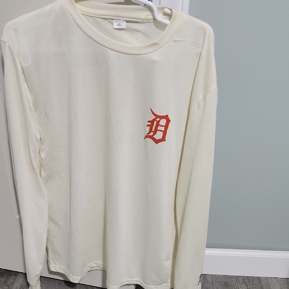 Cream Long Sleeve Shirt with Orange Logo